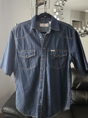 Levi's Men's Dark Blue Denim Short Sleeve Western Shirt
